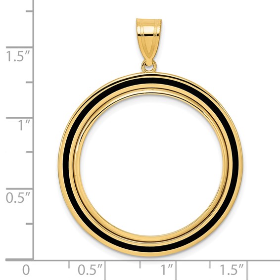 14k Polished Black Epoxy Centerline with 27.0mm Prong Coin Bezel Pendant
