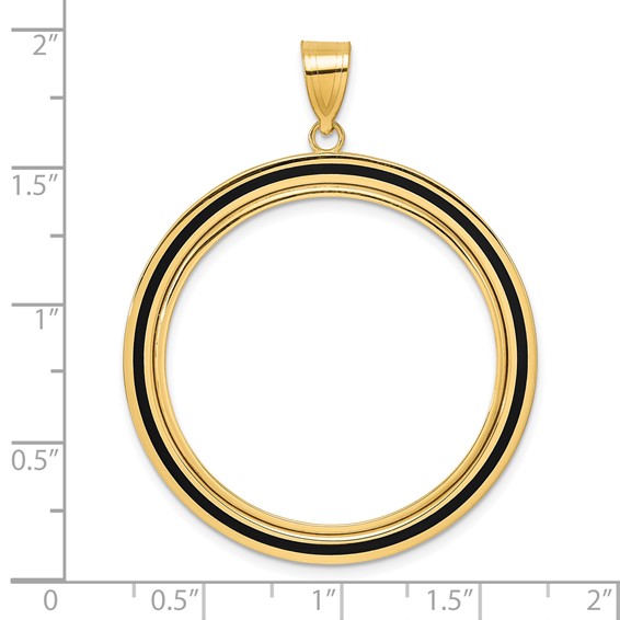 14k Polished Black Epoxy Centerline with 32.0mm Prong Coin Bezel Pendant