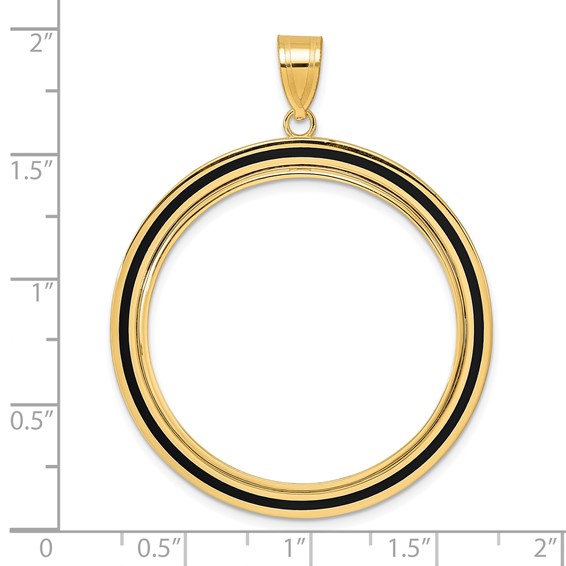 14k Polished Black Epoxy Centerline with 32.7mm Prong Coin Bezel Pendant