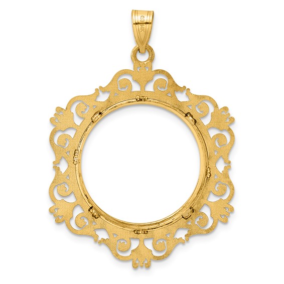 14k Polished Victorian with 22.0mm Prong Coin Bezel Pendant