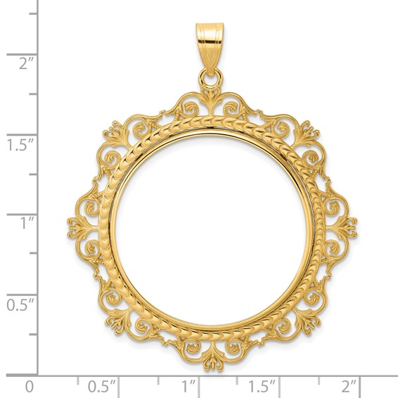 14k Polished Victorian with 32.7mm Prong Coin Bezel Pendant