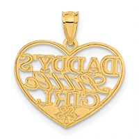 14K Yellow Gold Diamond-cut Daddys Little Girl Heart Pendant view 3