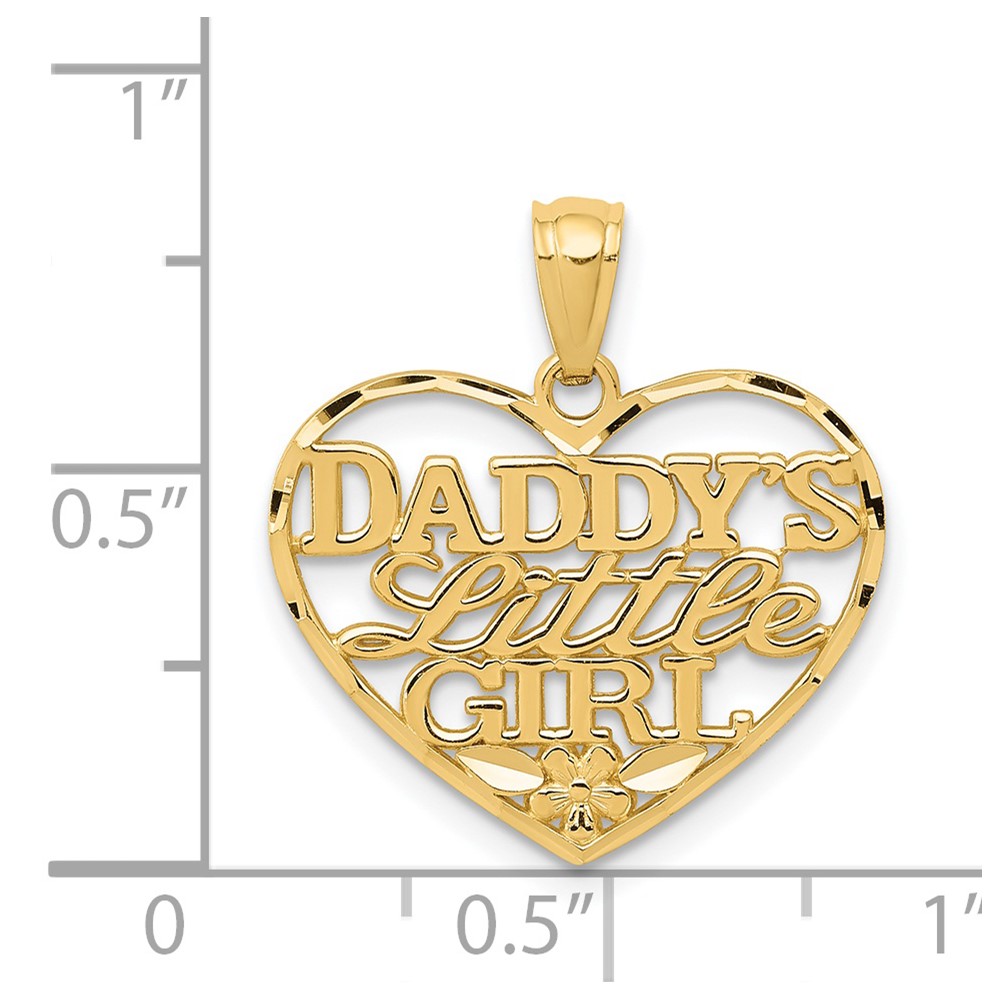 14k Diamond-cut DADDYS LITTLE GIRL Heart Pendant (C4027)