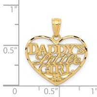 14K Yellow Gold Diamond-cut Daddys Little Girl Heart Pendant view 4