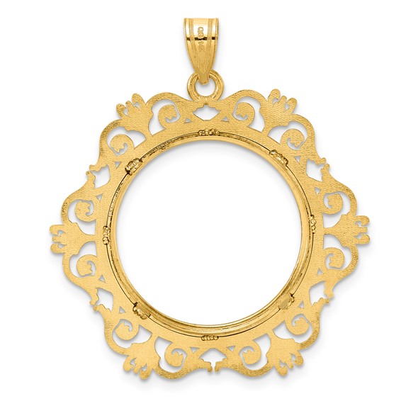 14k Polished Victorian with 22.0mm Prong Coin Bezel Pendant