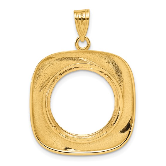 14k Diamond Cut Riptide with 16.5mm Prong Coin Bezel Pendant