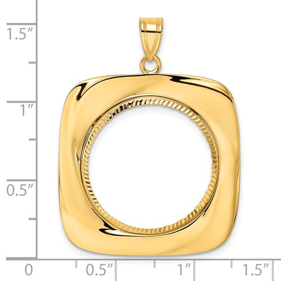 14k Diamond Cut Riptide with 22.0mm Prong Coin Bezel Pendant