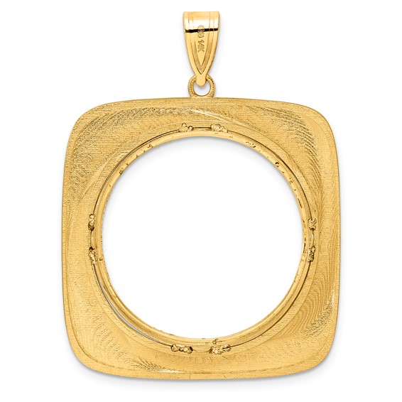14k Diamond Cut Riptide with 27.0mm Prong Coin Bezel Pendant