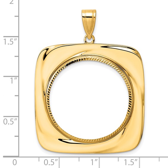 14k Diamond Cut Riptide with 27.0mm Prong Coin Bezel Pendant