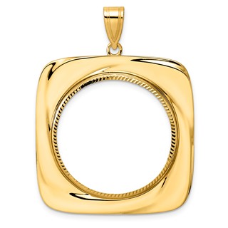14k Diamond Cut Riptide with 27.0mm Prong Coin Bezel Pendant
