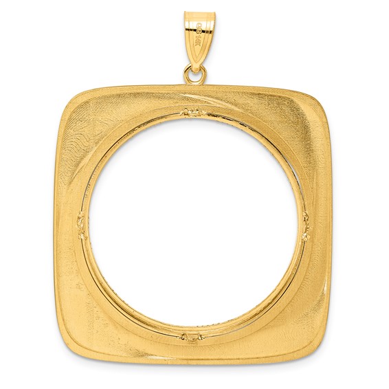 14k Diamond Cut Riptide with 32.0mm Prong Coin Bezel Pendant