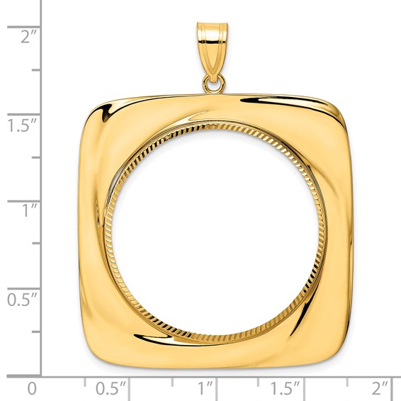 14k Diamond Cut Riptide with 32.0mm Prong Coin Bezel Pendant
