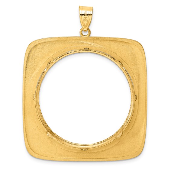 14k Diamond Cut Riptide with 32.7mm Prong Coin Bezel Pendant