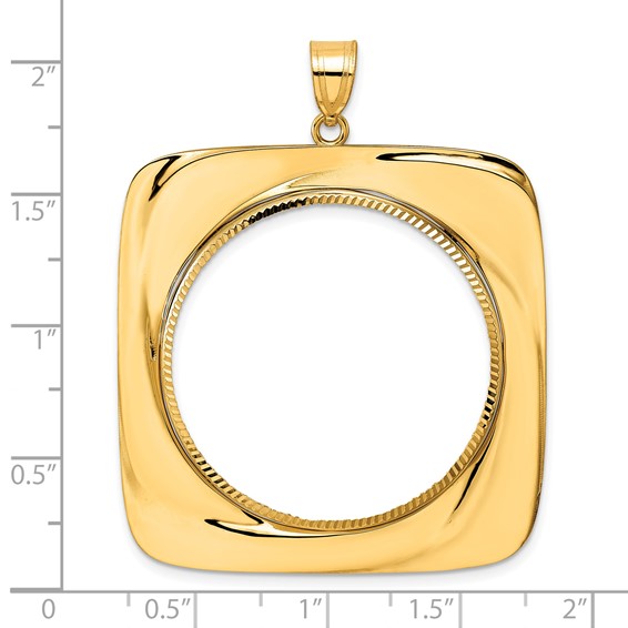 14k Diamond Cut Riptide with 32.7mm Prong Coin Bezel Pendant