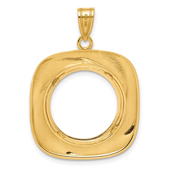 14k Polished Riptide with 16.5mm Prong Coin Bezel Pendant