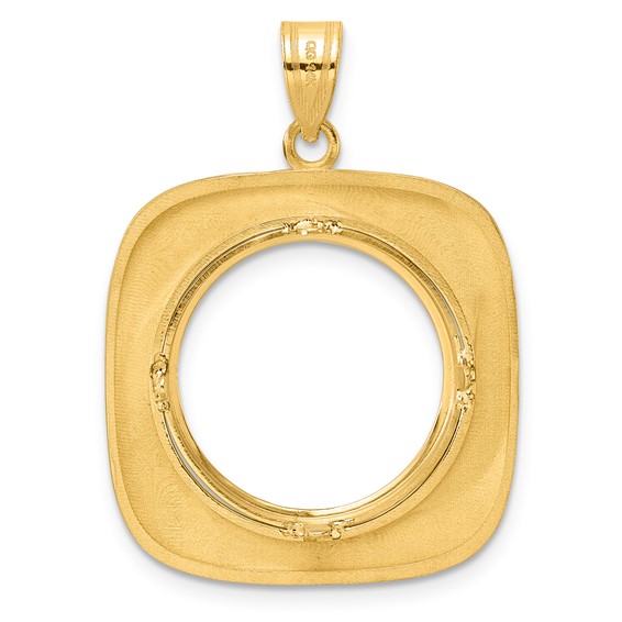 14k Polished Riptide with 18.0mm Prong Coin Bezel Pendant