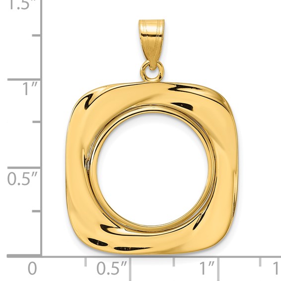 14k Polished Riptide with 18.0mm Prong Coin Bezel Pendant