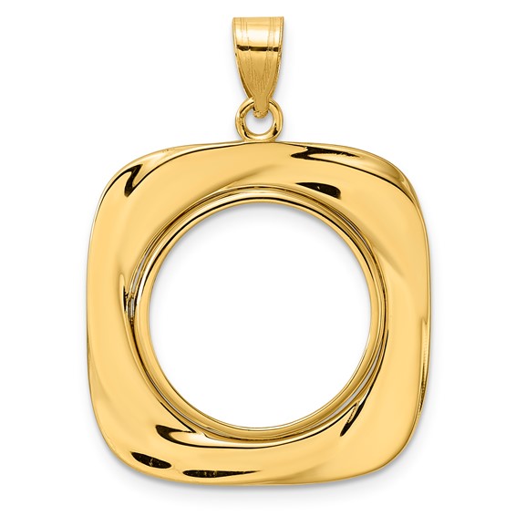 14k Polished Riptide with 18.0mm Prong Coin Bezel Pendant