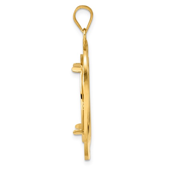 14k Polished Riptide with 22.0mm Prong Coin Bezel Pendant