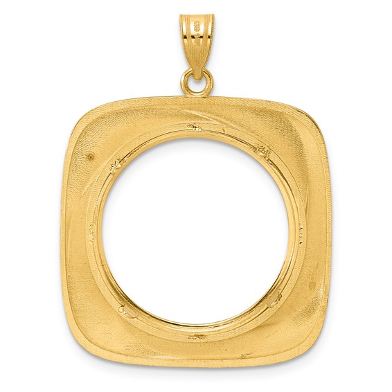 14k Polished Riptide with 22.0mm Prong Coin Bezel Pendant