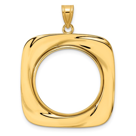 14k Polished Riptide with 22.0mm Prong Coin Bezel Pendant