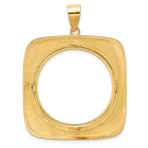 14k Polished Riptide with 27.0mm Prong Coin Bezel Pendant