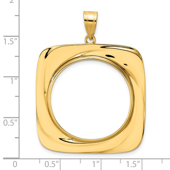 14k Polished Riptide with 27.0mm Prong Coin Bezel Pendant