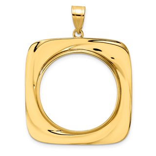 14k Polished Riptide with 27.0mm Prong Coin Bezel Pendant