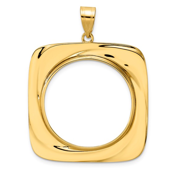 14k Polished Riptide with 27.0mm Prong Coin Bezel Pendant