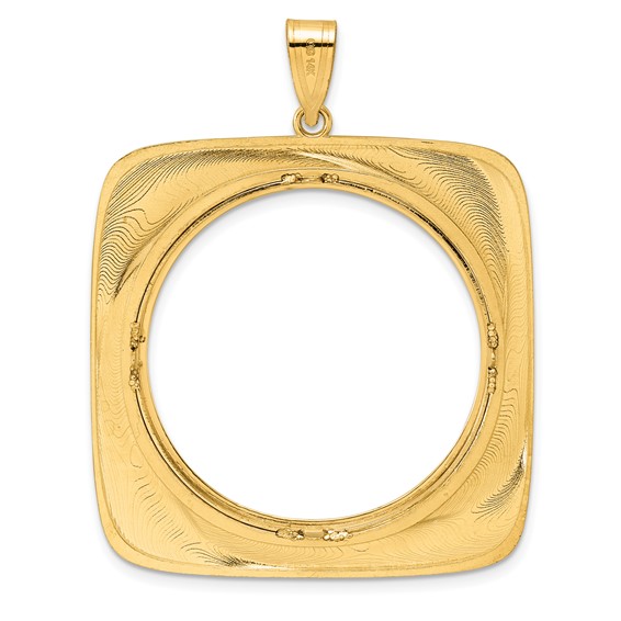 14k Polished Riptide with 32.0mm Prong Coin Bezel Pendant