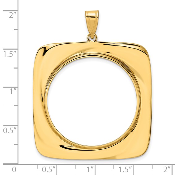 14k Polished Riptide with 32.0mm Prong Coin Bezel Pendant