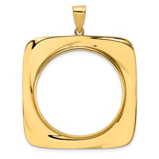 14k Polished Riptide with 32.0mm Prong Coin Bezel Pendant