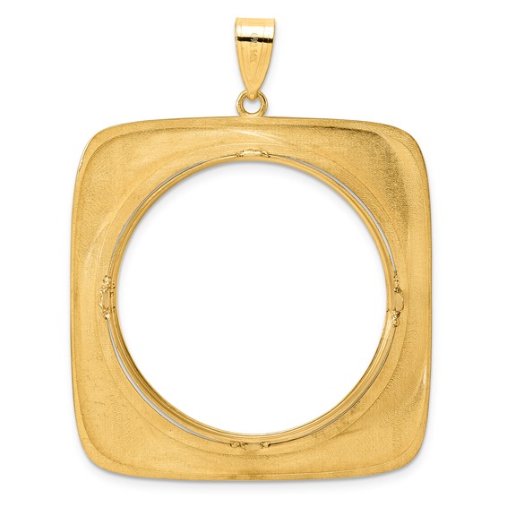 14k Polished Riptide with 32.7mm Prong Coin Bezel Pendant