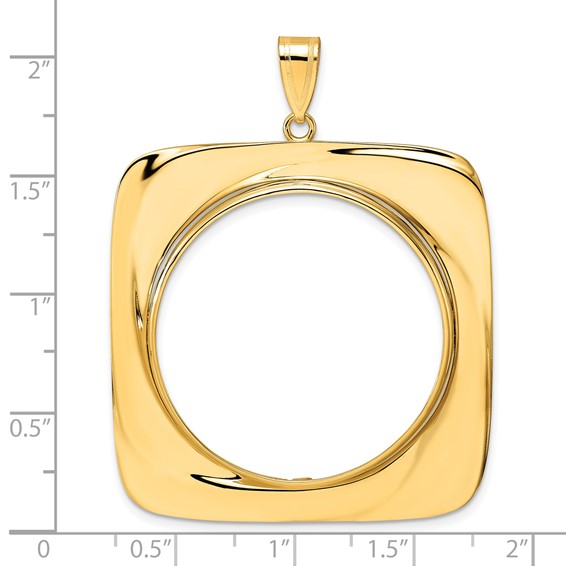 14k Polished Riptide with 32.7mm Prong Coin Bezel Pendant