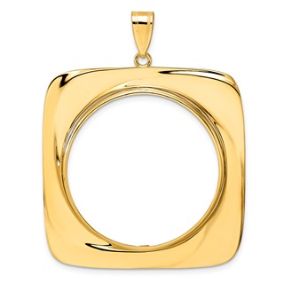 14k Polished Riptide with 32.7mm Prong Coin Bezel Pendant