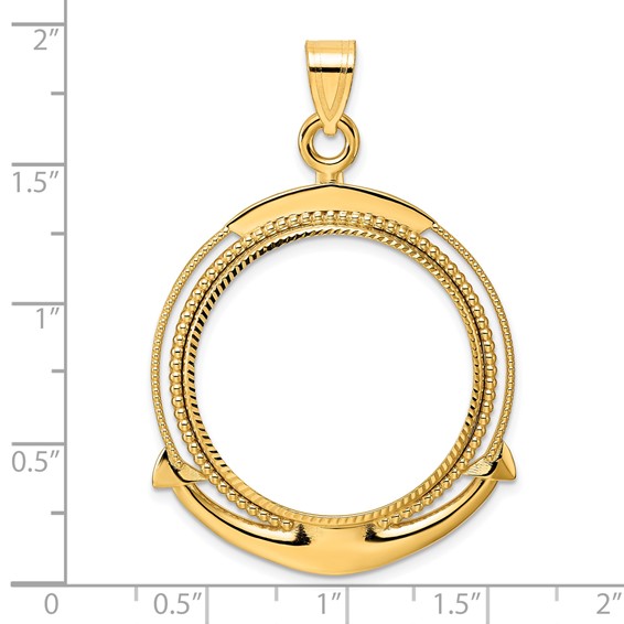 14k Diamond Cut Ships Anchor with 27.0mm Prong Coin Bezel Pendant