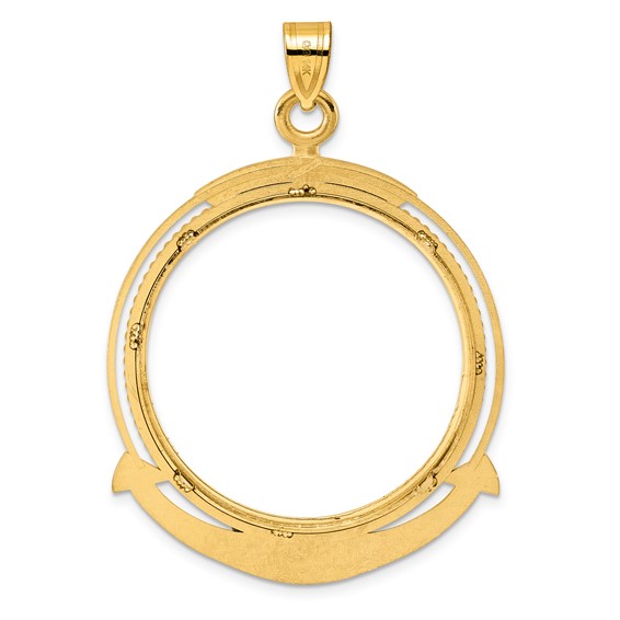 14k Diamond Cut Ships Anchor with 32.0mm Prong Coin Bezel Pendant