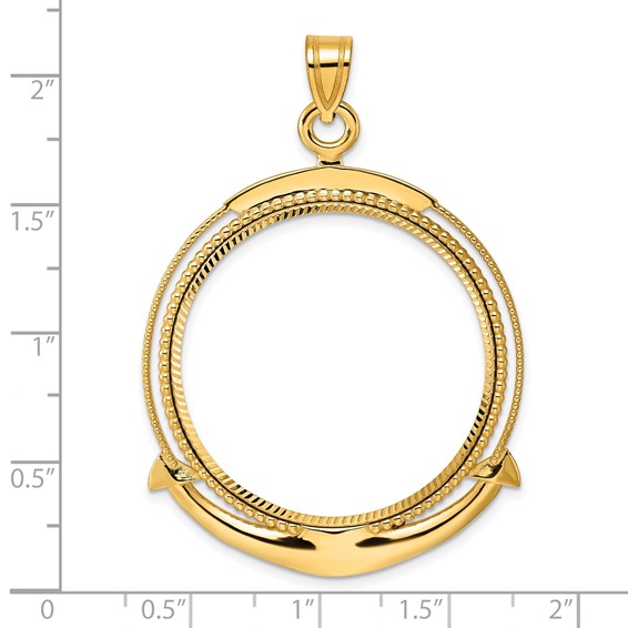 14k Diamond Cut Ships Anchor with 32.0mm Prong Coin Bezel Pendant