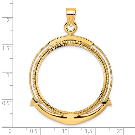 14k Diamond Cut Ships Anchor with 32.7mm Prong Coin Bezel Pendant