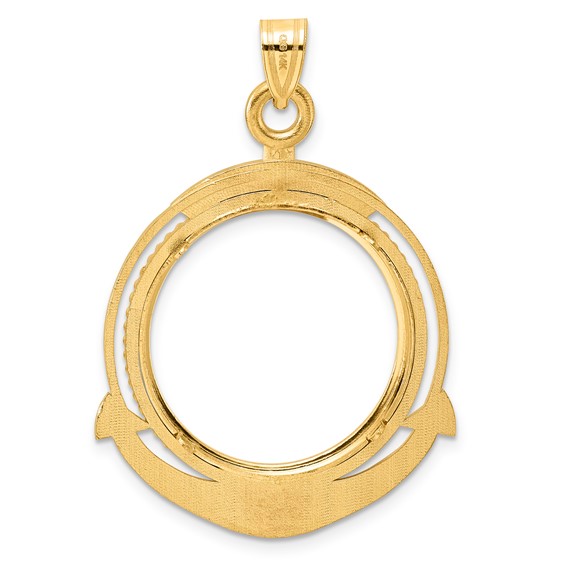 14k Polished Ships Anchor with 22.0mm Prong Coin Bezel Pendant