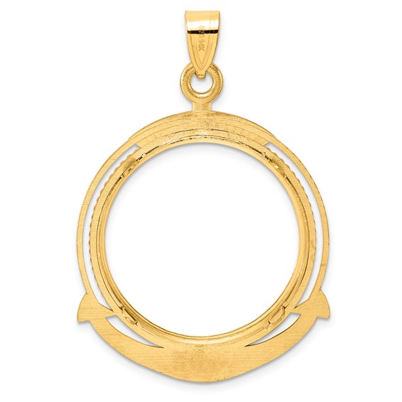 14k Polished Ships Anchor with 27.0mm Prong Coin Bezel Pendant