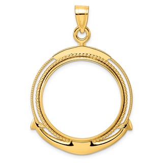 14k Polished Ships Anchor with 27.0mm Prong Coin Bezel Pendant