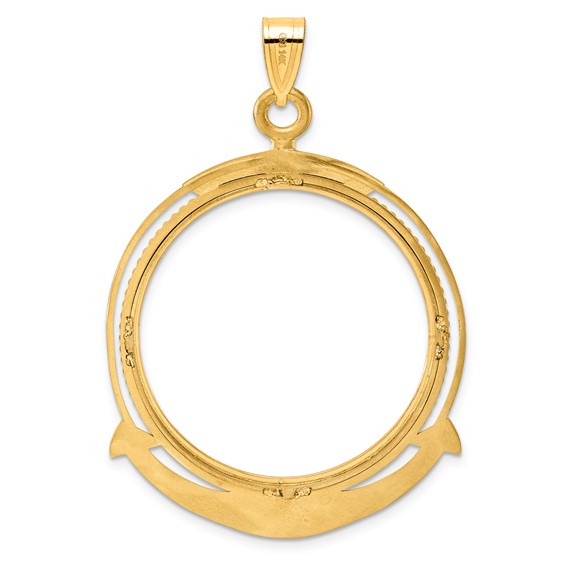 14k Polished Ships Anchor with 32.0mm Prong Coin Bezel Pendant