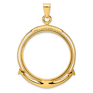 14k Polished Ships Anchor with 32.0mm Prong Coin Bezel Pendant