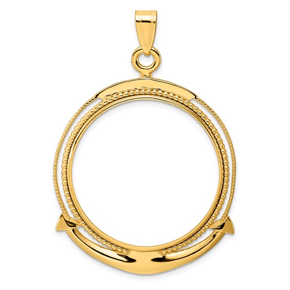 14k Polished Ships Anchor with 32.0mm Prong Coin Bezel Pendant