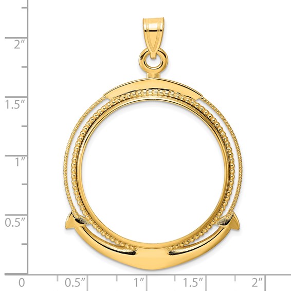 14k Polished Ships Anchor with 32.7mm Prong Coin Bezel Pendant