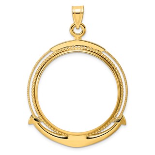 14k Polished Ships Anchor with 32.7mm Prong Coin Bezel Pendant