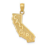 14K Yellow Gold Cali Girl State Map Pendant view 1