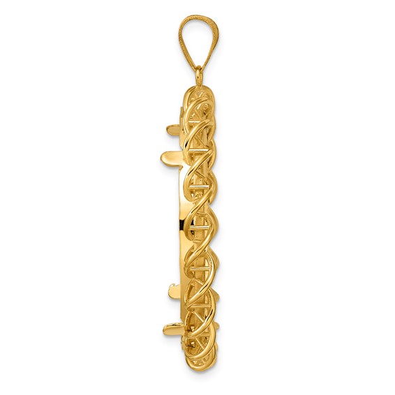 14k Diamond Cut Overlapping Singapore with 32.7mm Prong Coin Bezel Pendant