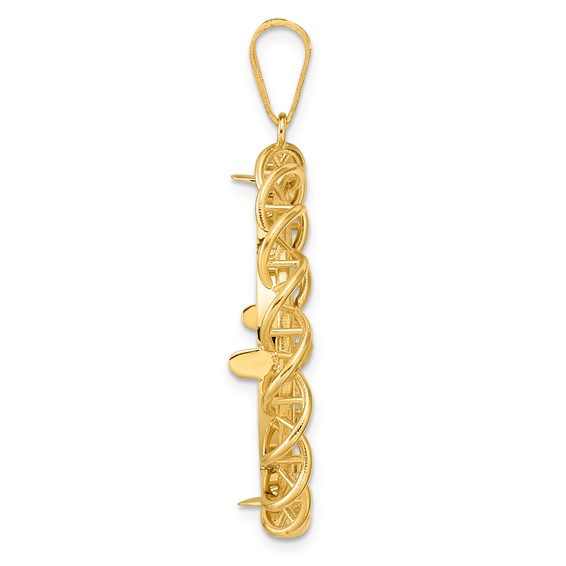 14k Polished Overlapping Singapore with 27.0mm Prong Coin Bezel Pendant